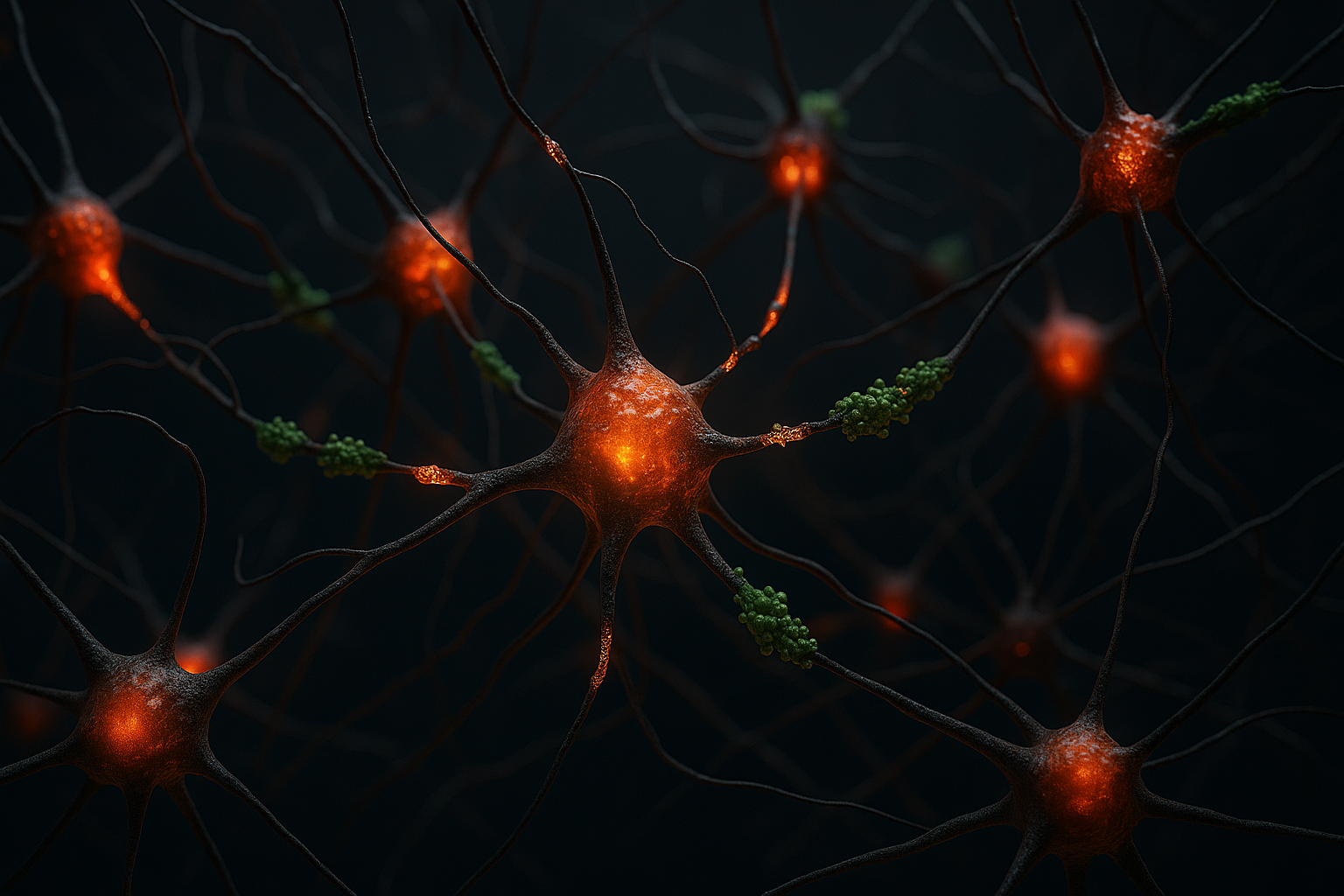 Neurons firing with electrical signals in the brain