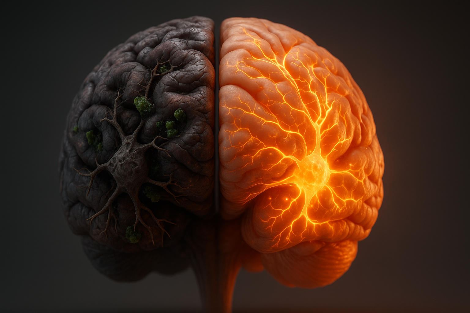 Brain neural pathways with warm lighting showing cognitive connections